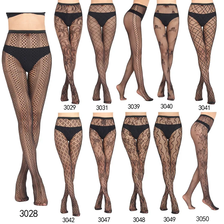 Nanchang Auyan Hot Selling Jacquard net pants a variety sexy hollow lure fishnet socks bottom tights silk stockings