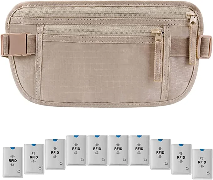 Custom Hot Sale Sport Lightweight RFID Waist Bag Water Resistant Fabric Zipper Fanny Pack Waist Bum Bag