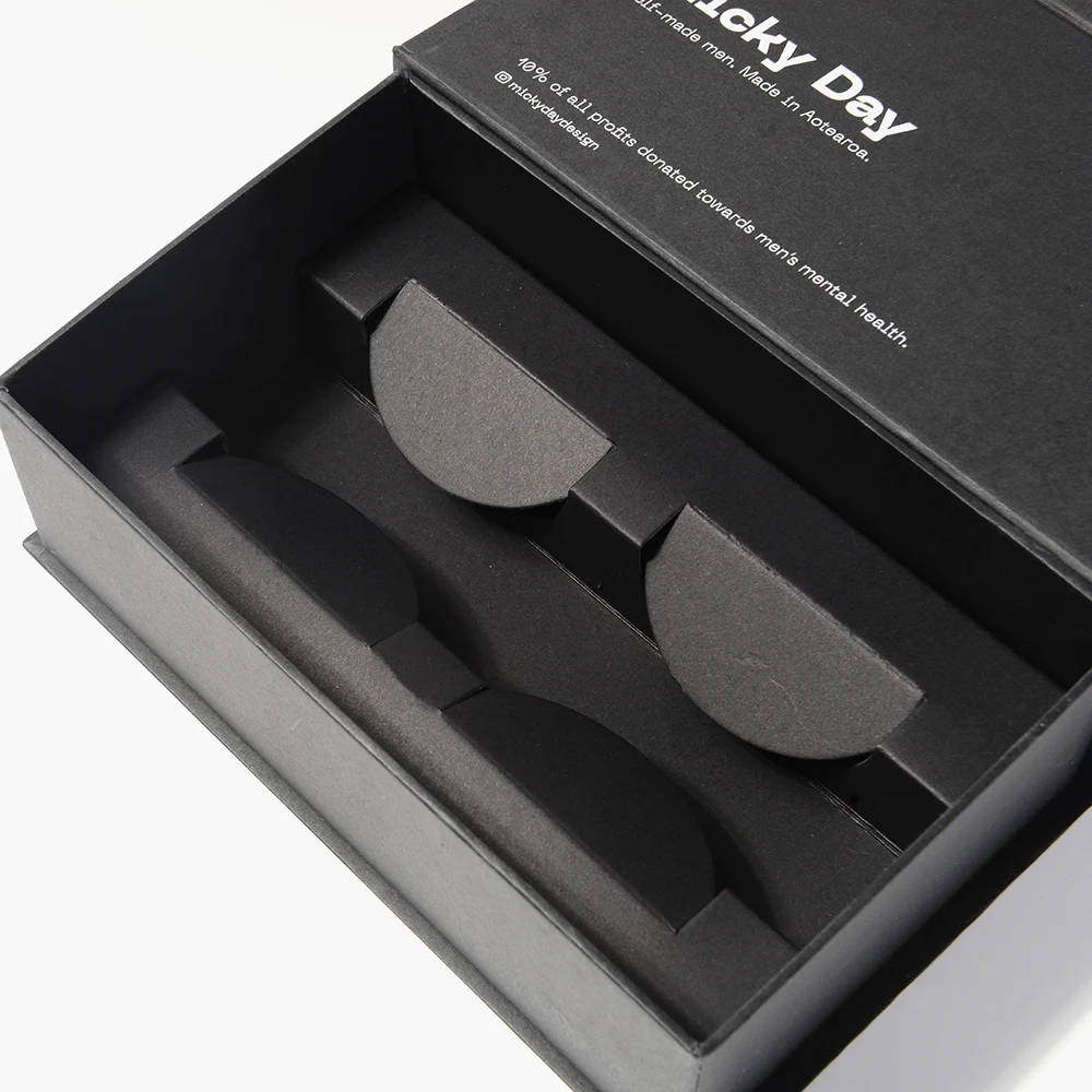 Luxury Black Printing Packaging Rigid Paperboard Paper Box Custom Logo Storage Sunglasses Magnetic Gift Box