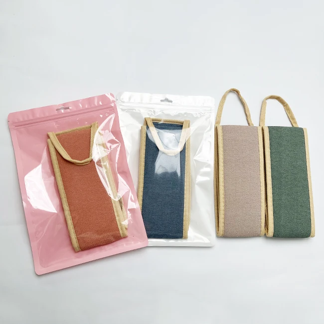 High Quality Sponge Reusable Skin Clean Exfoliating Viscose Fiber Shower Bath Washcloth Back Scrubber With Handles Sponge Belt