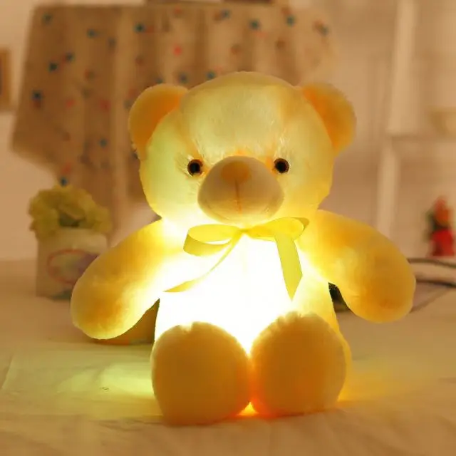 Wholesale Custom Led Teddy Bear 30cm Stuffed Animal Colorful Plushie Toy Light Up Led Musical Teddy Bear For Valentine