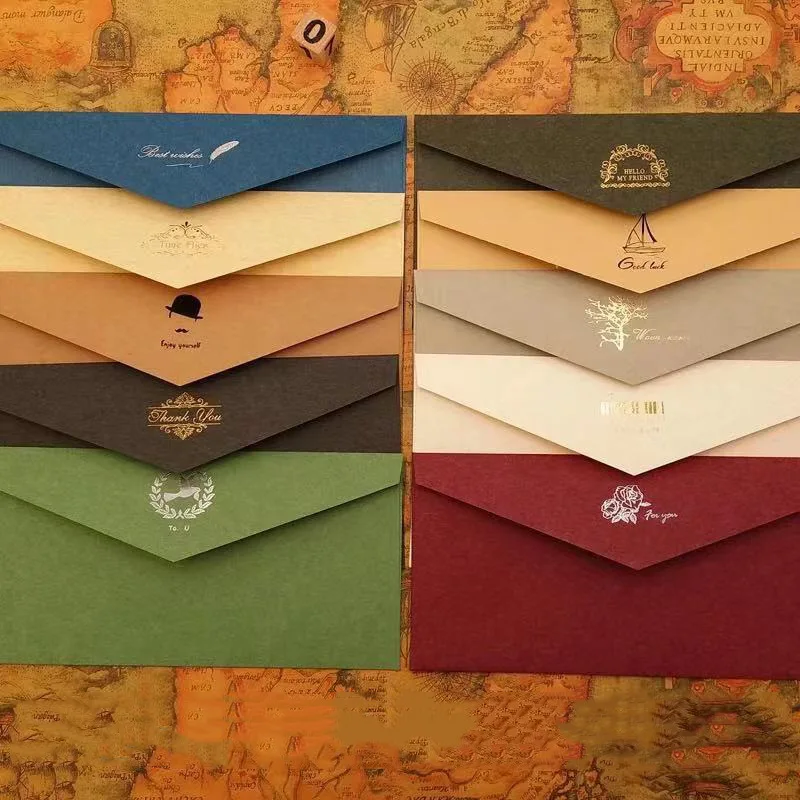 Creative 22 x 11cm colorful Envelopes with Gold Foil stamp Packaging Envelope for Gift Card