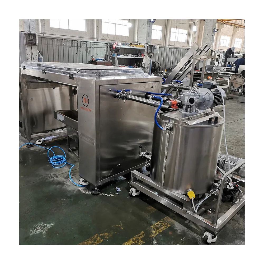 CE400 Automatic 1800Kg Chocolate Coating Enrobing Cookie Wafer Tempering Coater Covering Machine for Chocolate Produce Line (1600335558098)