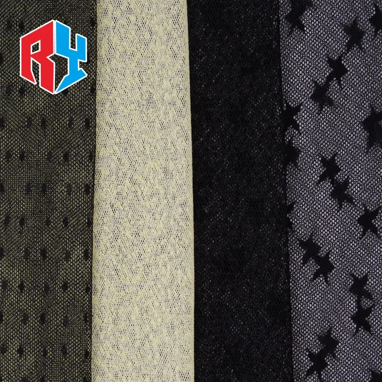 2024 92% Spandex 8% Black Jacquard Wedding Net New Arrival Stock Nylon Fabric 100% Polyester for garment