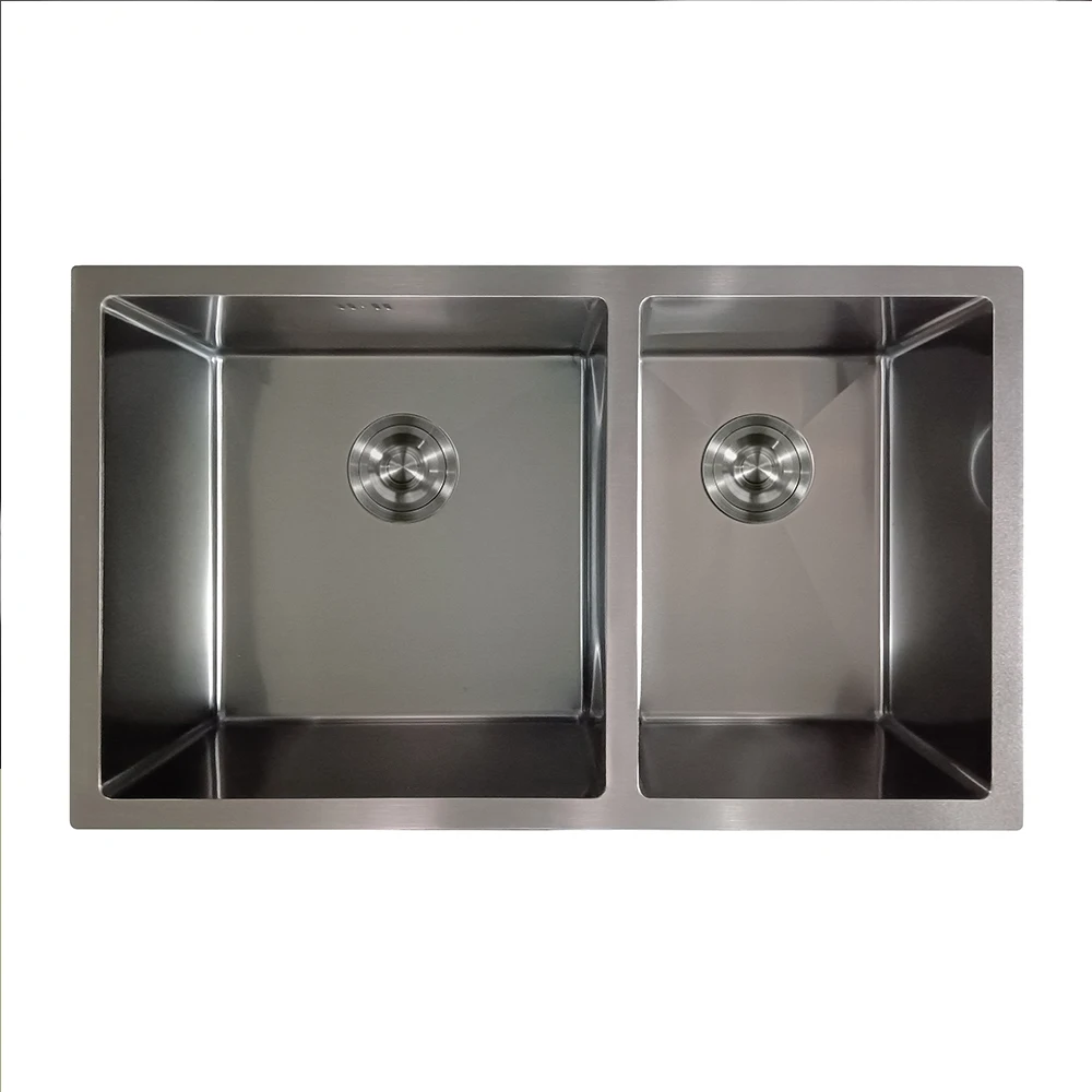 Gudsink Nano Gold Brushed Undermoun topmount t Stainless Steel Sink Bowl Factory Supply Handmade Kitchen double Sinks OEM Logo