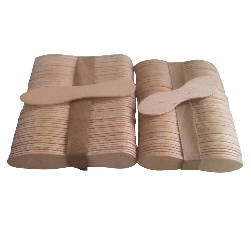 Best seller disposable wooden sticks paper wrapped flat ice cream spoon price