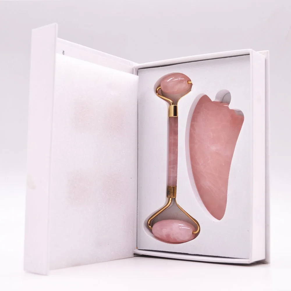 Original  Anti Aging Jade Roller Therapy 100% Natural Double Neck Healing Massager De-puffing Jade Facial Roller with Gift Box