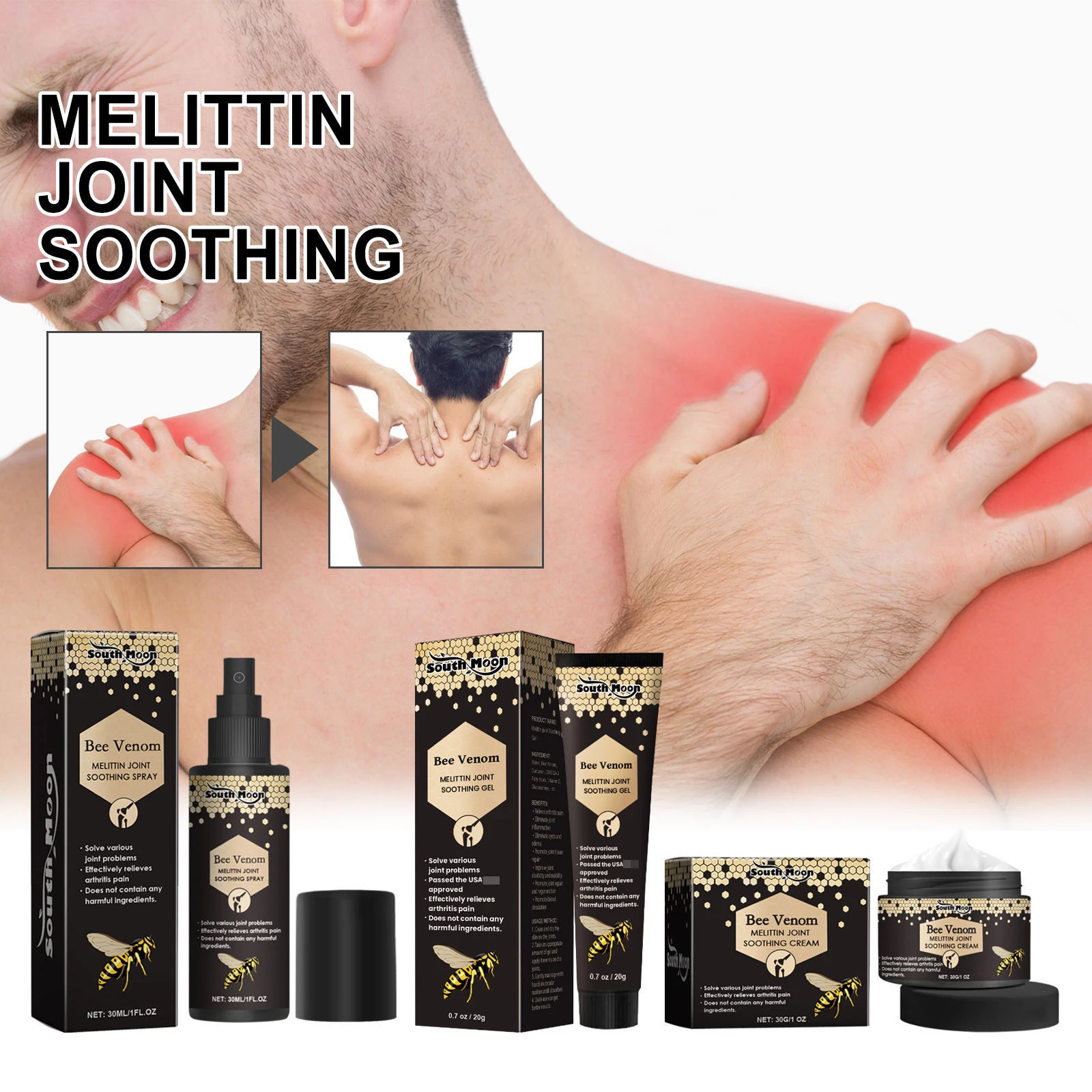 Wholesale 30g bee venom joint stiffness ointment joint soothing gel for relieving shoulder neck and lumbar vertebrae