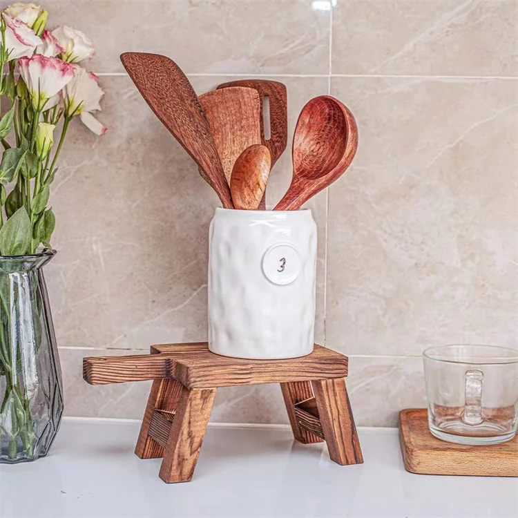 Wood Pedestal Riser, Farmhouse Footed Kitchen Soap Tray Decorative Waterproof Wooden Stand,Counter Sink Home Decor