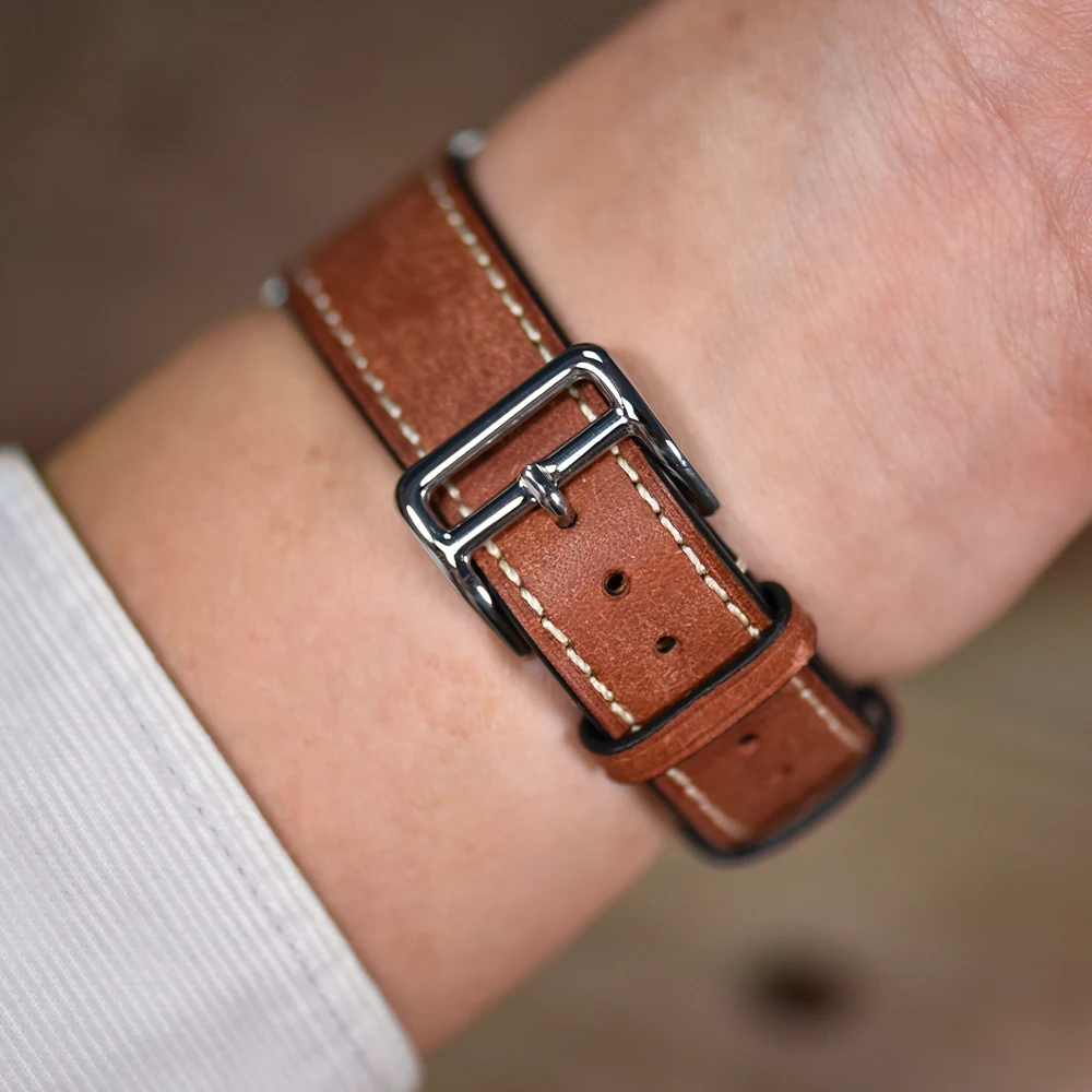 Juelong Vintage 20mm 22mm Mens Watch Leather Strap Italian Pueblo Leather Strap