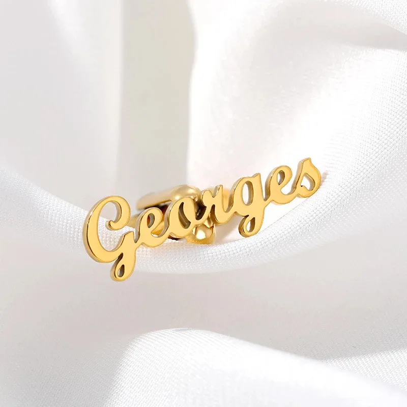 RFJEWEL High Quality Customized name cuff link Gold, Silver and Rose Gold plated stainless steel Personalized Cuff for unisex