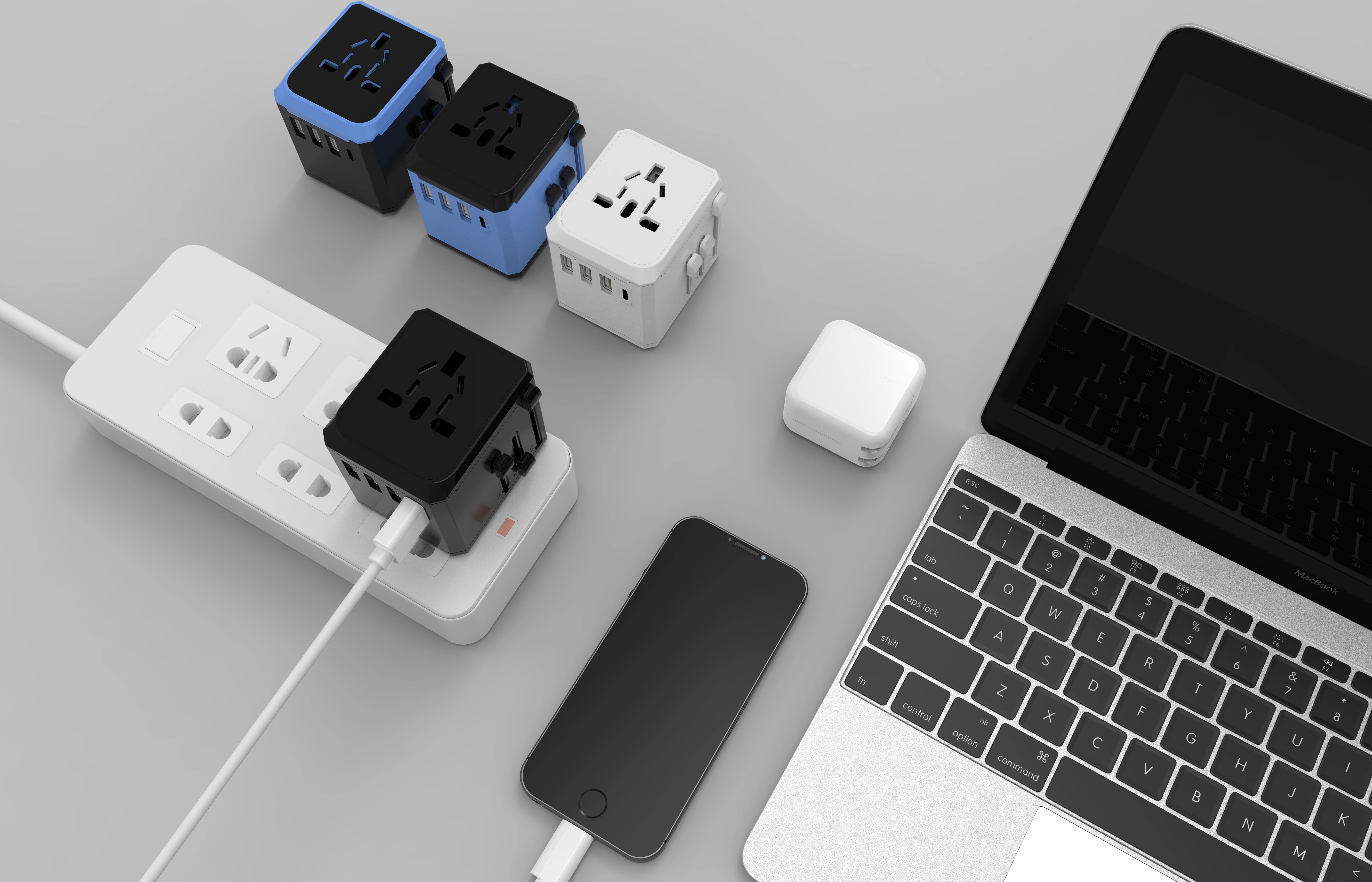 4USB+Type C Ac Converter Plug Universal Travel Adapter Converter ABS Travel Adapter