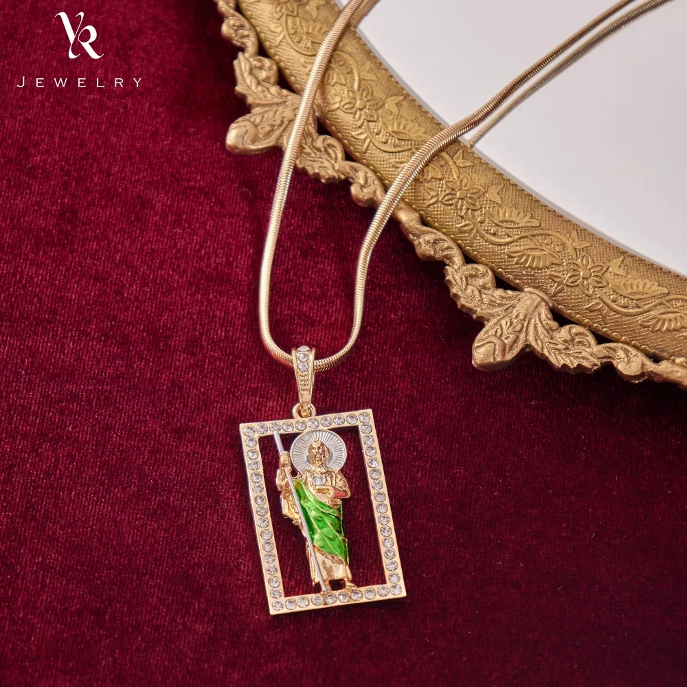 FP1151 Oro laminado 18k позолоченные слоистых Cz Micro Святой Иуда Сан Tadeo кулон мужские ювелирные изделия