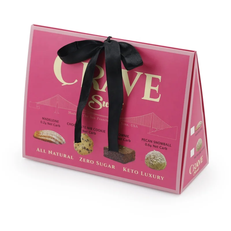 wholesale custom with your own logo food degree  paper gift bag with ribbon warping for cookie food packaging