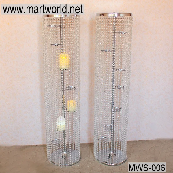 metal sliver column flower ball stand  crystal floor standing candelabra  wedding party decoration home decoration(MWS-006)