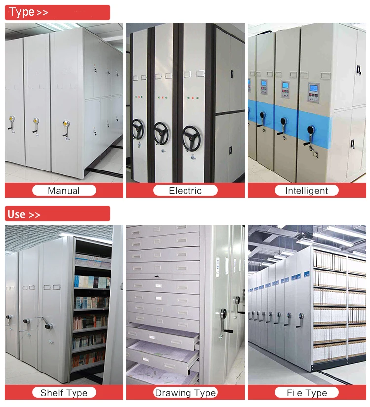 Easy Operate Metal Movable Mobile Shelving/Mobile Steel File Compactor/Compact Intelligent Steel Mobile Shelving