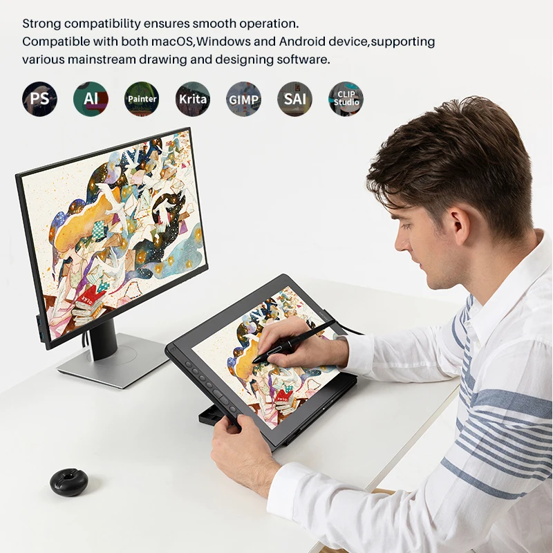  Huion Kamvas 16(2021) Поддержка плавный переход с двумя режимами графический планшет ручка