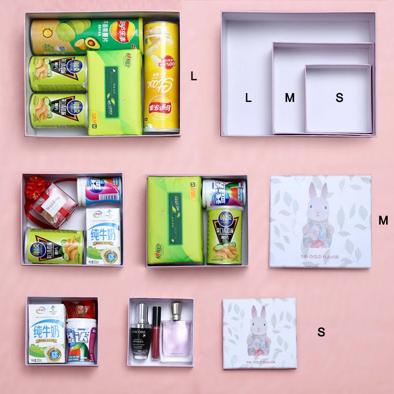 Fresh cartoon rabbit gift box and paper bag creative lovely gift packaging box can be customized S M L