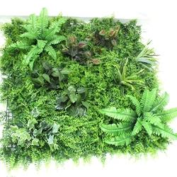 Mixed green plastic grass plants made artificial vegetal wall for indoor decoration