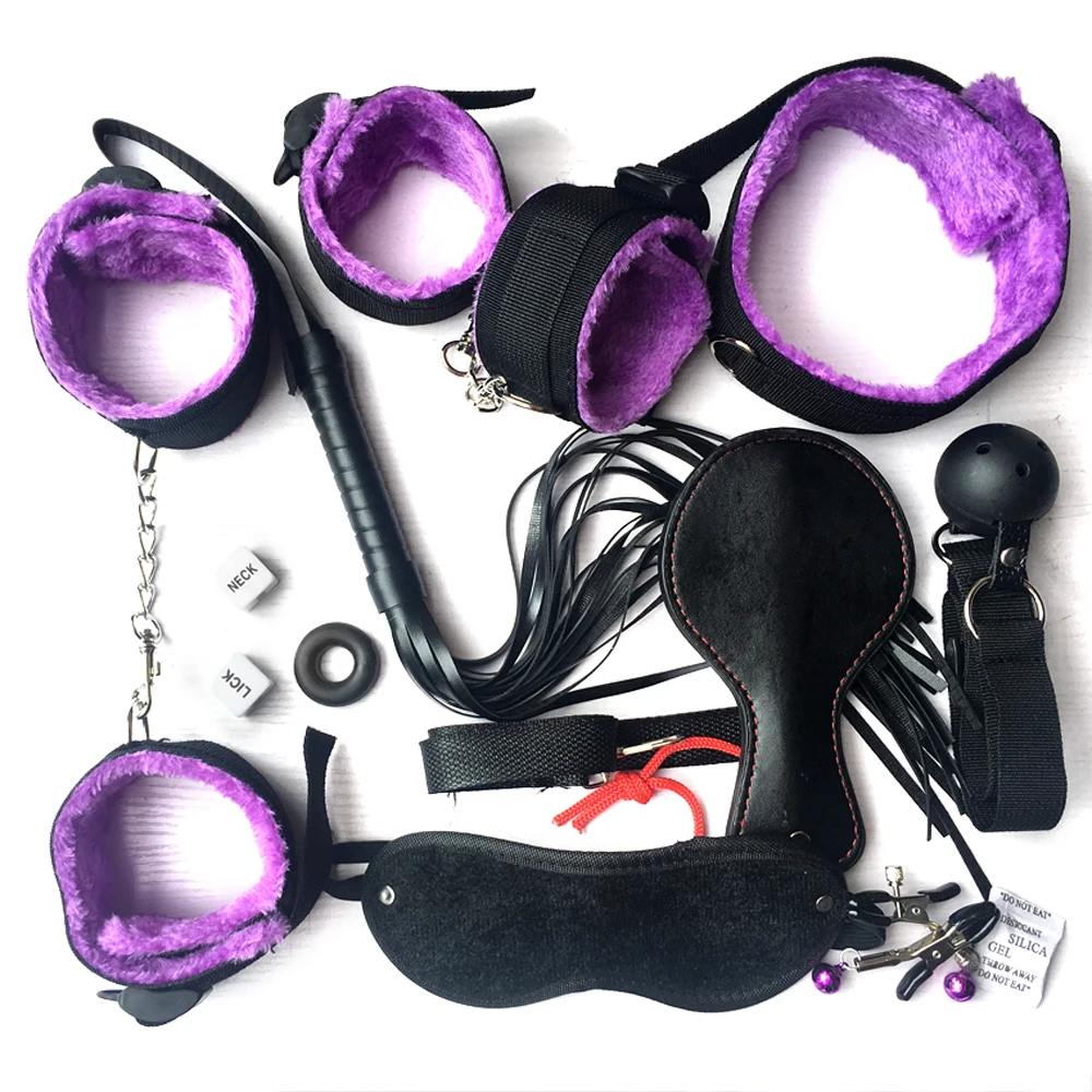 
Factory Price 10pcs Bdsm Sex Toys Kits Sm Leopard Leather Toys Sex Adult Bondage Set 