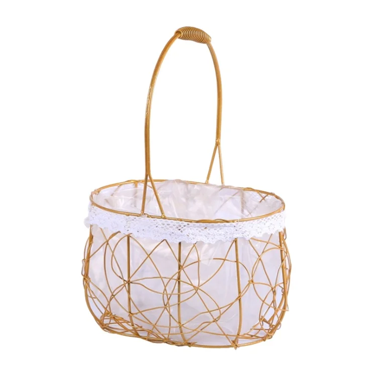 2023 art Home Decor Flower Basket Mini Storage Basket with Floral Handle flower wedding living room