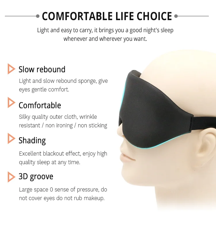 3D Eye mask Sleep Blindfold with Poly Bag  and foam earplug