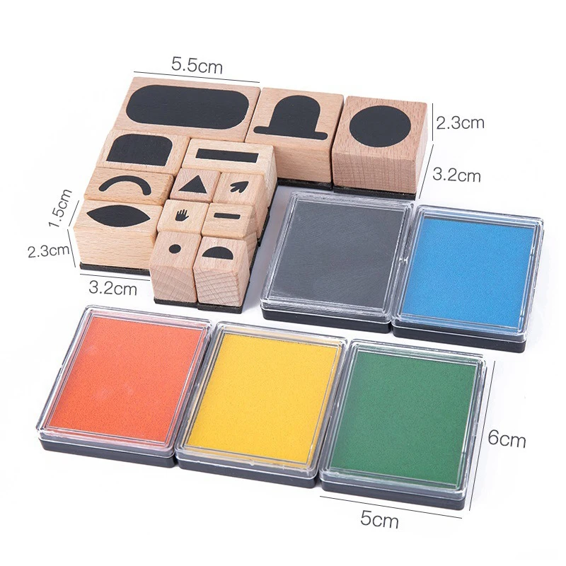 Variety Magic DIY Wooden Stamp Toy Fun Puzzle Printing Pad For Kids Wooden Toys Educational Toys
