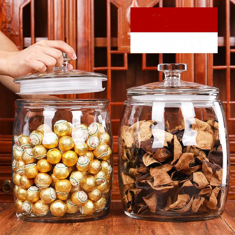 Large Round Clear Glass Storage  Bottles & Jars 5L Food Storage Containers With Glass Cap