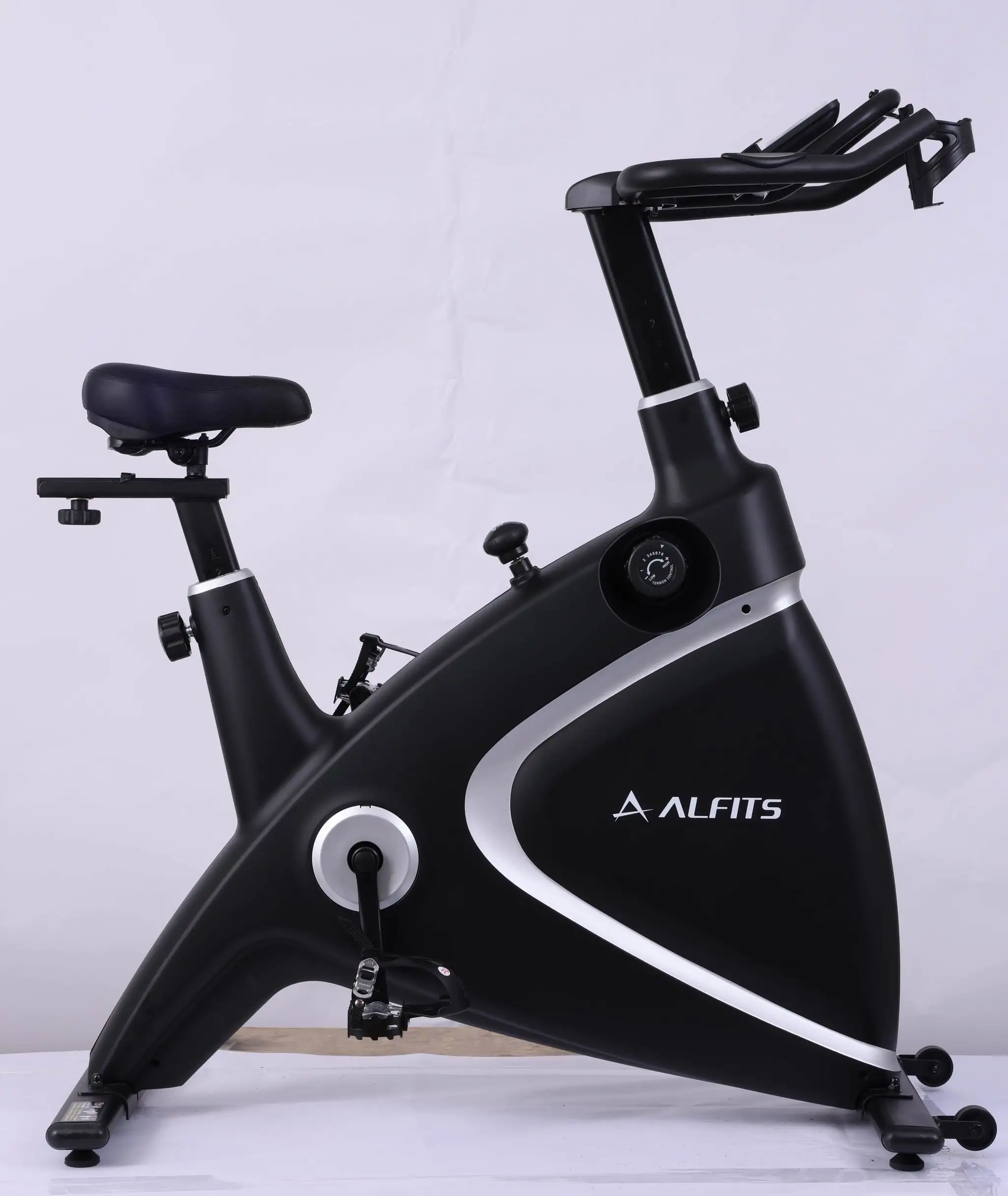 Slim Indoor Cycling Bike with Silent Magnetic Resistance, Hand Pulse and Tablet/Water Bottle Holder, Fitness Stationary Exercise