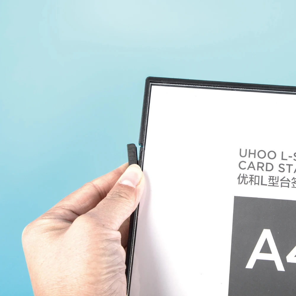 
Hot sale A4 vertical L shape clear acrylic plate display stand 