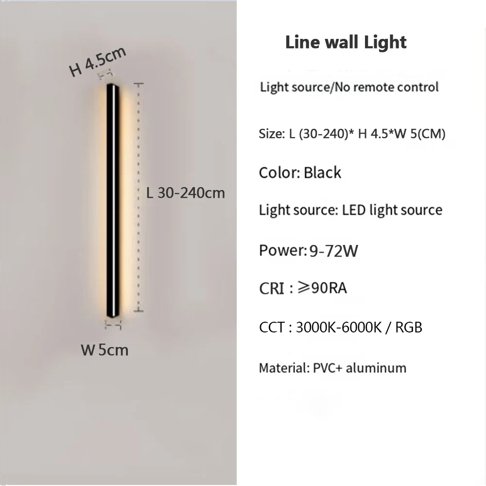 Modern Decorative Outdoor Waterproof Outside Strip Linear Long Wall Light Lamp Strip Garden led Wall Light Outdoor Wall Light