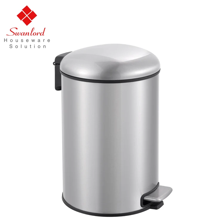 Quiet Stainless Steel Pedal Garbage Waste bin Metal Trash Can