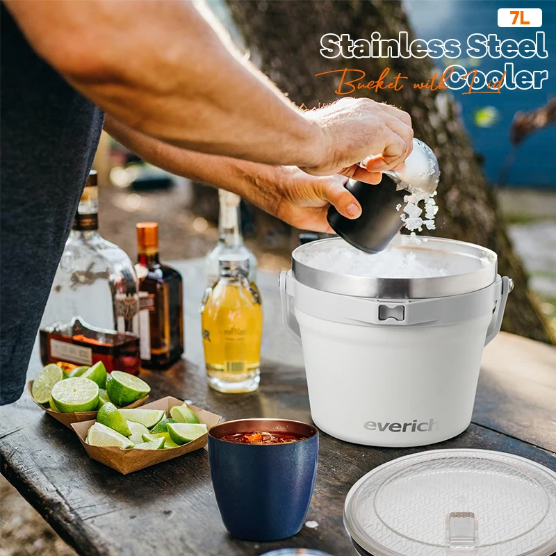 7L Small Cooler Box Portable Outdoor Camping ice bucket Can Beer Wine Drink Storage Container