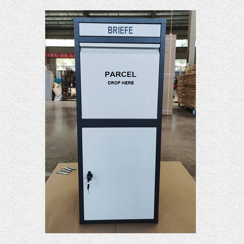 new design lockable steel package parcel drop box  letter box metal parcel delivery box outdoor mailbox