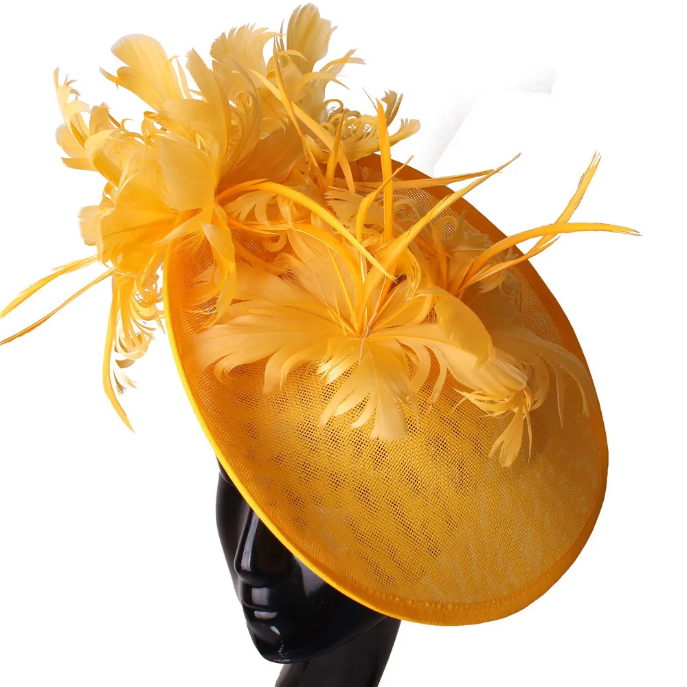 High-end Hat With Feathers Horse Racing Festival,Aristocratic Socialite Tea Party,Bride Party Hairpin Headwear top hat