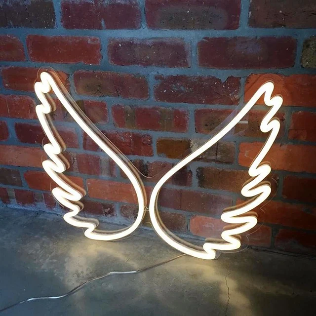Drop Shipping Wholesale Angel Wings 12V Acrylic Letters Wall Flex Light Led Neon Sign Custom