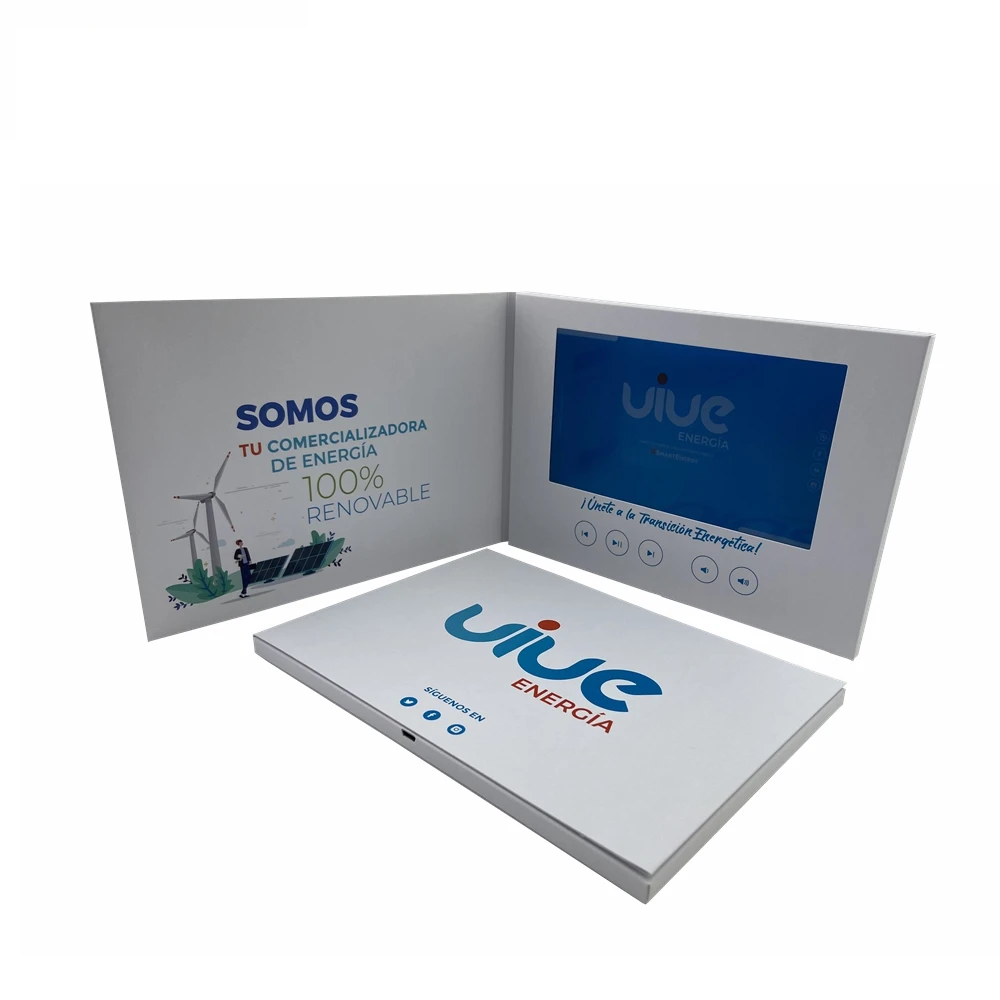 Custom LCD Video Card Brochure 7 inch Digital  Video Player Paper Video Brochure For Marketing Advertising Business