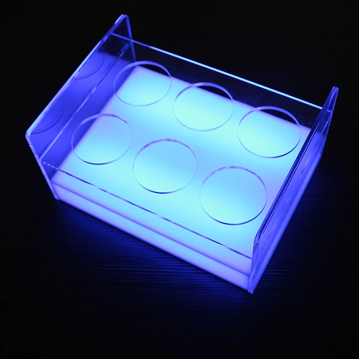 Color changeable LED Acrylic Tray  6/12-Bottle Shot Acrylic Bullet Cup drinkware Holder light up Wine acrylic rack