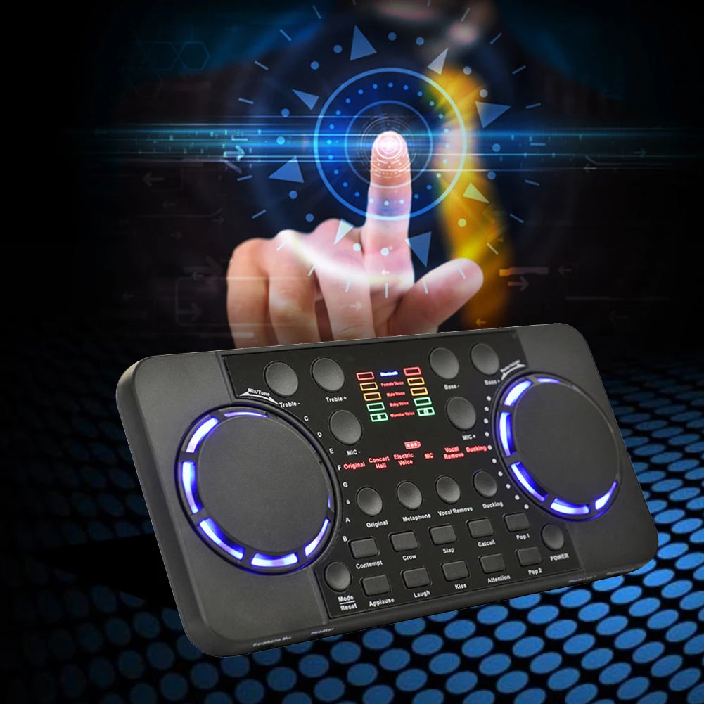 Pro Live Streaming Sound Card 10 Adjustable Effects BT 4.0 Audio Interface Mixer for Phone PC Music