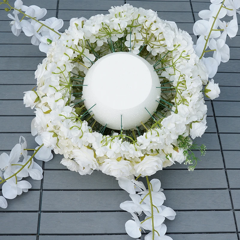 White Poppy Hydrangea Rose Orchid Wedding Table Centerpieces Ball Celebrations Event Welcome Sign Flower Arrangement Party Props