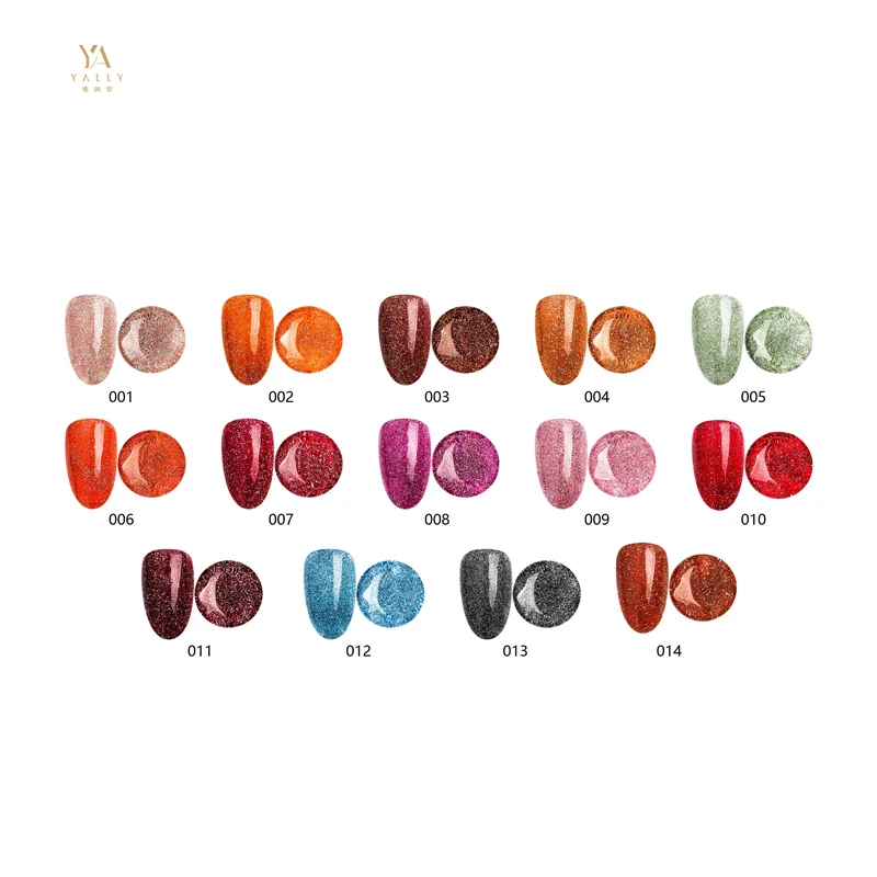 Semi permanent UV gel polish high shiny reflective glitter colors  diamonds  varnish for autumn&winter