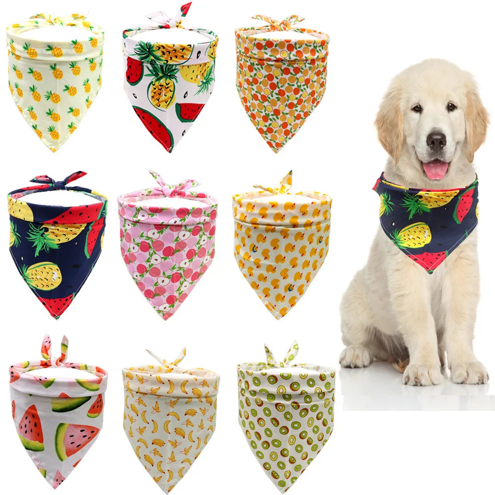Pet Dog Puppy Bandana Fruit Triangle Scarf Adjustable  Hawaii Style Pet Bib for Small Medium Size Dogs