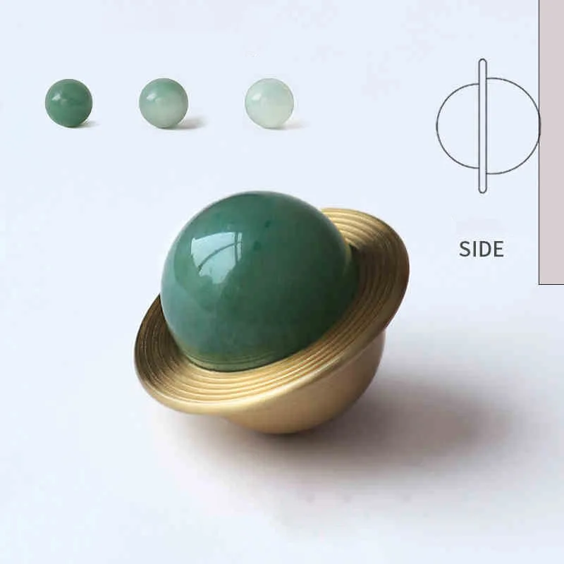 New Design Elegant and Unique Natural Crystal Cabinet Knob Solid Brass Jade Drawer Knobs