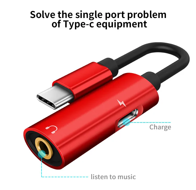 Hot selling OEM factoryusb-c 3.5mm car aux type c audio to cable extension adapter