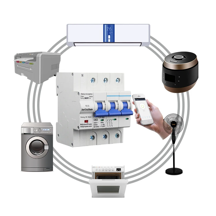 Smart Wireless WIFI Controlled 3P Vacuum Circuit Breaker Air Switch with Alexa and Google Home