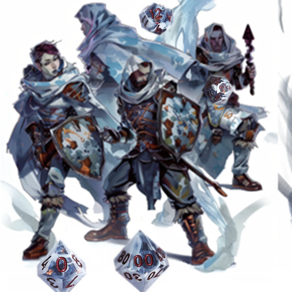 MINI PLANET DND Dice Set Handmade Colored Polyhedral Resin Dice with Sharp Edges For TRPG Games Custom DND Dice Set and D6 D20