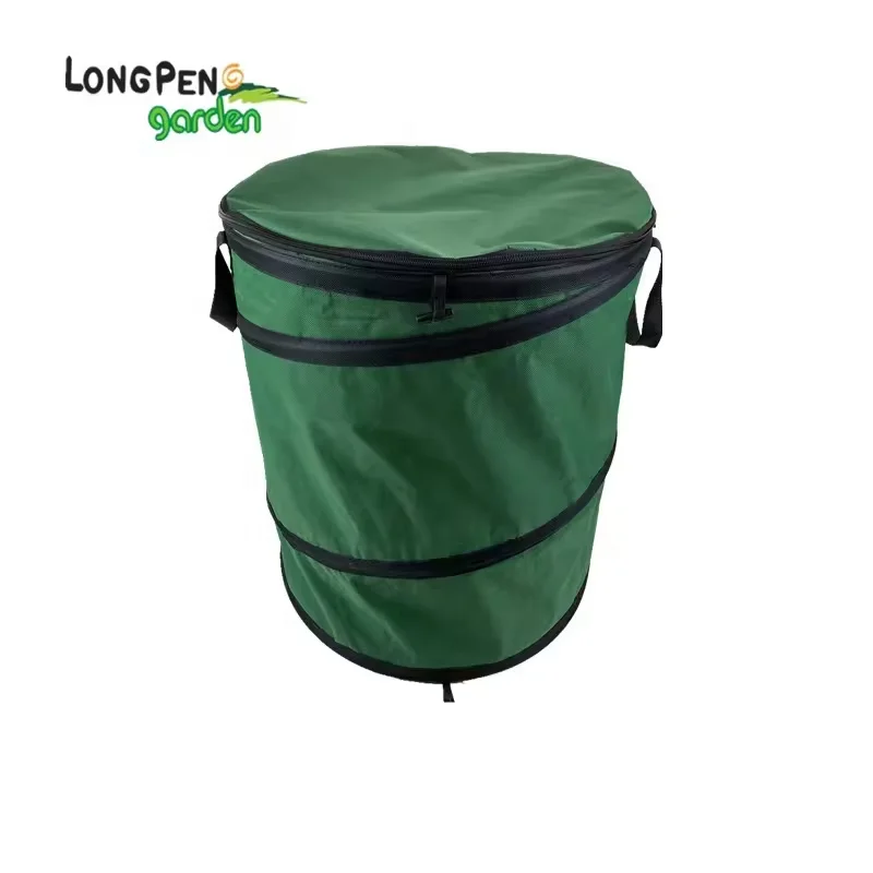 Factory Customized 600D Polyester Folding Pop up Leaf Trash Collection Garden Waste Bag Industrial Waste Bin