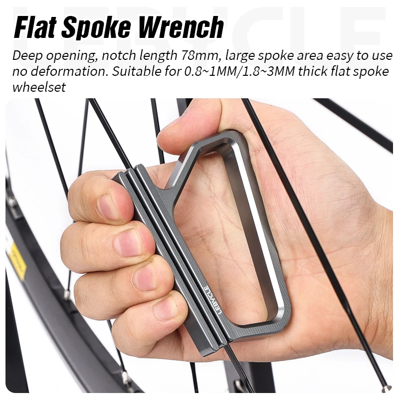 Lebycle Bicycle Spoke Tool Professional Bicycle Spoke Adjustment Tool Flat Spoke Wrench Long Handle Design for Wheel Maintenance