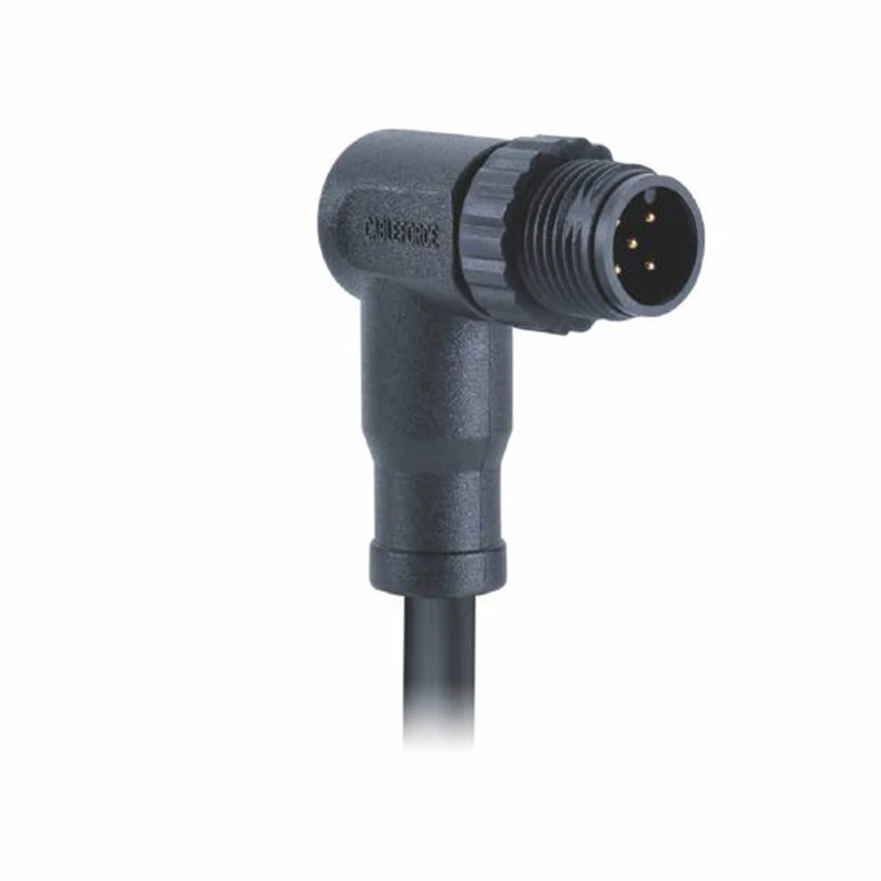 M12 A Code Male Waterproof Plastic Over-molding Connector 3 Pin Molded with 2M PVC Cable