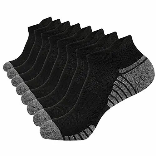 Cushion Running Socks Men Athletic Ankle Socks Black